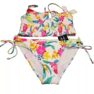 Salt + Cove Women’s Tropical Floral 2 Pc Top and Bottom Bikini Set Size M